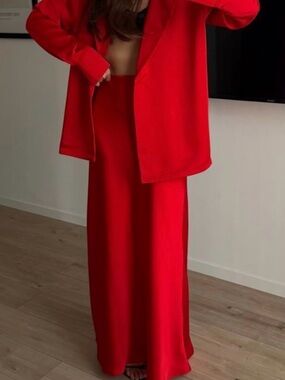 Bold Red Maxi Skirt